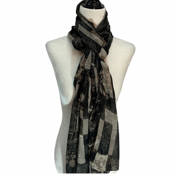 Lightweight🌺 Taupe Scarf Rectangular Geometric Pattern - Picture 5 of 5